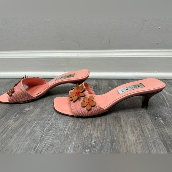 Isaac Mizrahi Floral Appliqué Spring Wicker Weave Pink Peach Sandals Size 6 - Picture 14 of 15